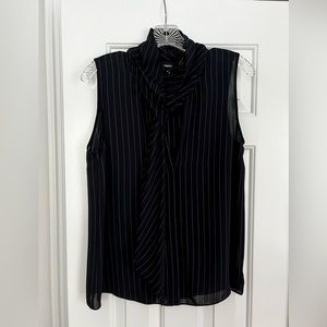 Theory Silk Sleeveless Pinstripe Blouse